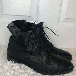 PAUL Green Leather Bernadette Combat Moto Boots 8